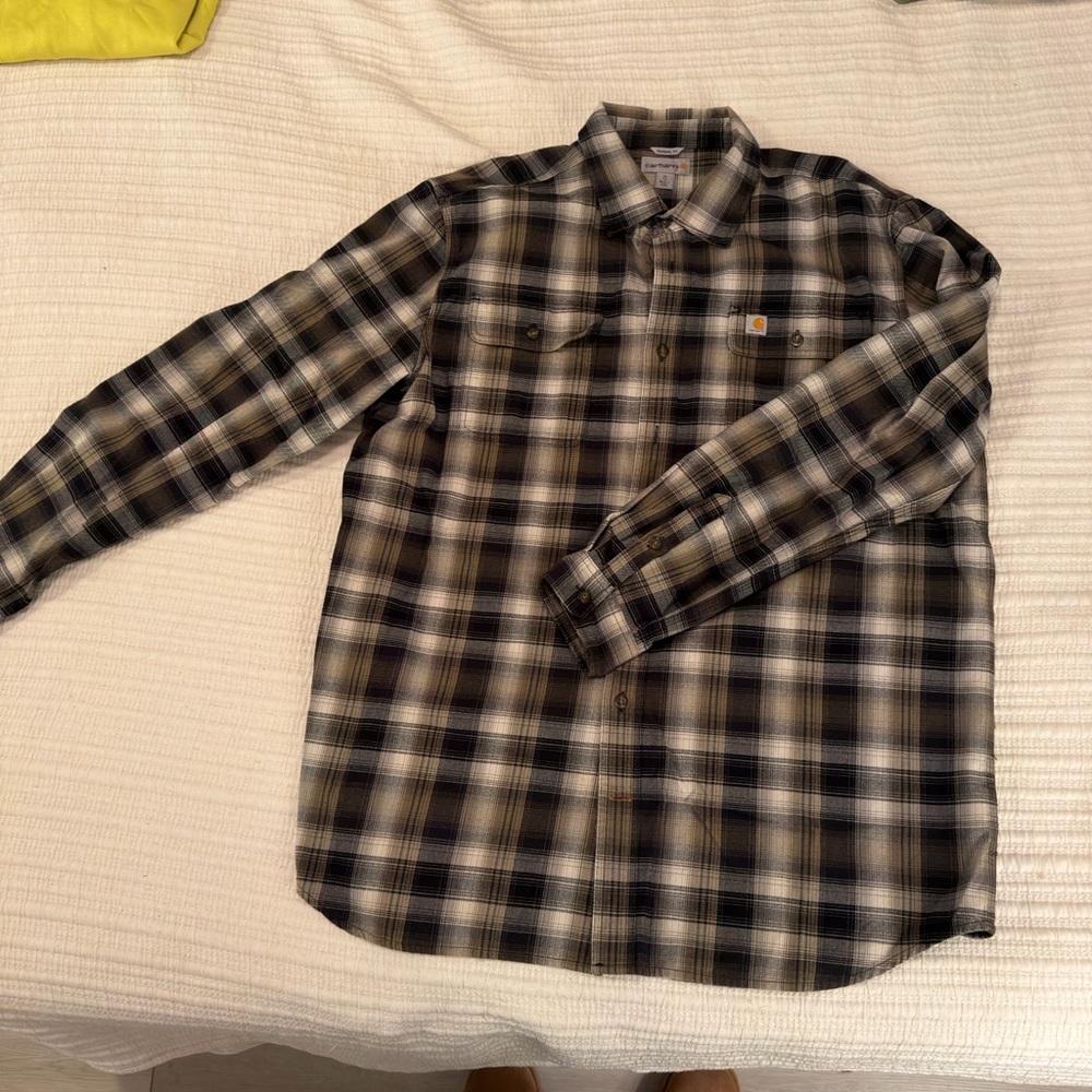 Carhartt Men's Plaid Button Down Shirt - Black and White